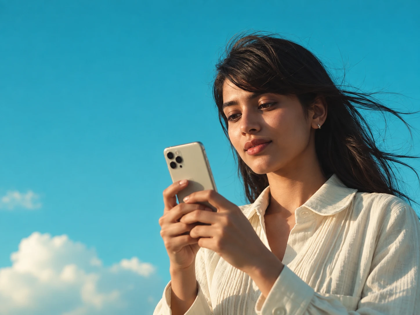 Vedika beside a phone showing the GrahaGuru guide