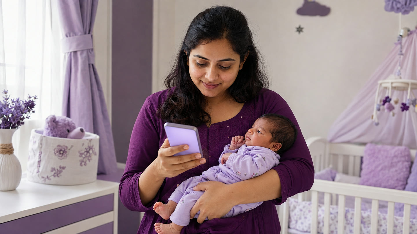 An Indian mother holding her newborn
